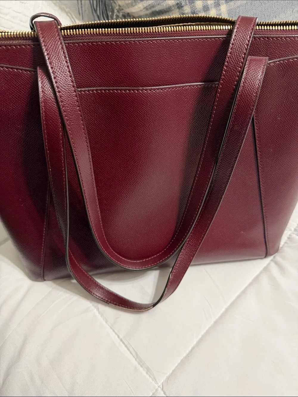 Michael Kors Wine leather Tote with Gold MK Logo NWT - Picture 8 of 9